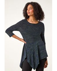 Roman - Glitter Hanky Hem Tunic Stretch Top - Lyst