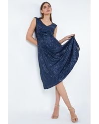 Roman - Sequin Wrap Detail Midi Dress - Lyst
