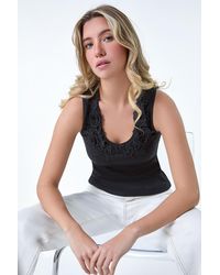 D.u.s.k - Floral Lace Trim Stretch Vest Top - Lyst