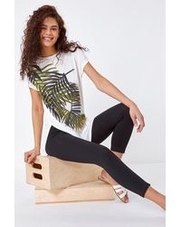 Roman - Elastic Waist Stretch Cropped Leggings - Lyst