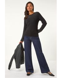 Roman - Hotfix Embellished Sleeve Knit Jumper - Lyst