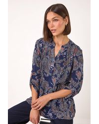 Roman - Paisley Print Pintuck Stretch Shirt - Lyst