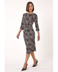 Roman - Abstract Print Ruched Stretch Dress - Lyst
