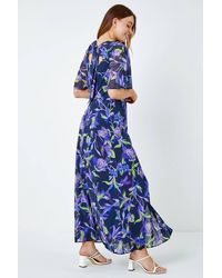Roman - Floral Print Chiffon Maxi Dress - Lyst