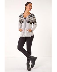 Roman - Nordic Print Knitted Zip Up Hoodie - Lyst