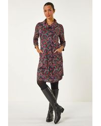 Roman - Abstract Cowl Tab Detail Dress - Lyst