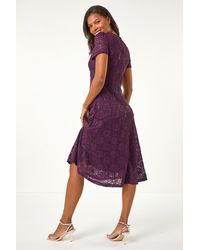Roman - Sequin Lace Twist Front Midi Dress - Lyst