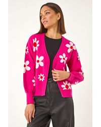 Roman - Floral Jacquard Knit Cardigan - Lyst
