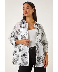 Roman - Embroidered Floral Cotton Shirt - Lyst