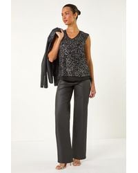 Roman - Sequin V-Neck Tunic Stretch Top - Lyst