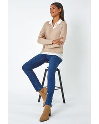 Roman - Shirt Collar Stretch Top - Lyst