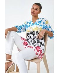 Roman - Contrast Floral Print Ladder Trim Top - Lyst