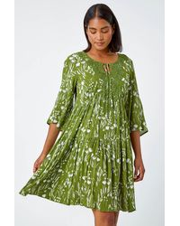 Roman - Floral Print Lace Detail Smock Dress - Lyst