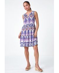 Roman Petite - Aztec Print Button Front Dress - Lyst