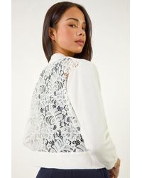 Roman Petite - Lace Back Bolero Cardigan - Lyst