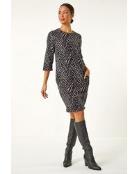 Roman - Animal Print Pocket Shift Stretch Dress - Lyst