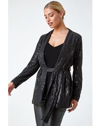 D.u.s.k - Sequin Embellished Tie Waist Jacket - Lyst