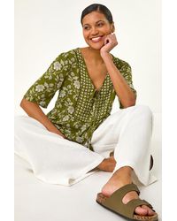 Roman - Floral Print Tassel Tunic Top - Lyst