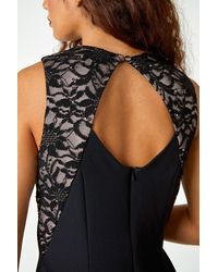 Roman - Sleeveless Sequin Trim Stretch Dress - Lyst