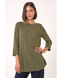 Roman - Metallic Textured Knit Tunic Top - Lyst