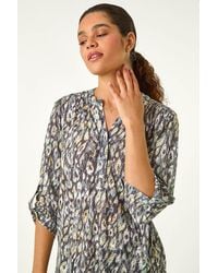 Roman - Animal Print Stretch Burnout Top - Lyst