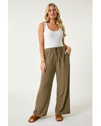 Roman Petite - Linen Mix Wide Leg Trouser - Lyst