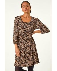 Roman Petite - Paisley Print Button Stretch Dress - Lyst