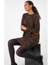 Roman - Textured Swirl Stretch Cocoon Dress - Lyst