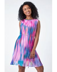 Roman Petite - Abstract Tie Detail Pleated Dress - Lyst