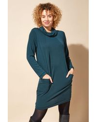 Roman - Long Sleeve Cowl Neck Tunic Shift Dress - Lyst