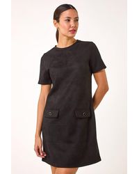 Roman - Suedette Button Shift Stretch Dress - Lyst
