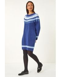Roman - Fairisle Knitted Jumper Dress - Lyst