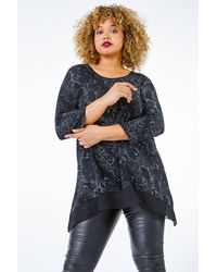 Roman Curve - Animal Contrast Hem Top - Lyst
