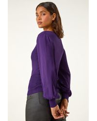 Roman - Chiffon Sleeve Knit Jumper - Lyst