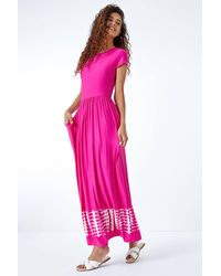 Roman - Tie Dye Border Print Stretch Maxi Dress - Lyst