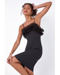 D.u.s.k - Frill Detail Stretch Bodycon Dress - Lyst