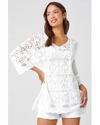 Roman - Cotton Crochet Tunic Top - Lyst