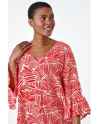Roman - Abstract Print Frill Detail Top - Lyst