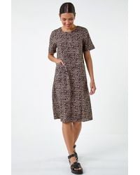 Roman - Geometric Print Pocket Shift Dress - Lyst