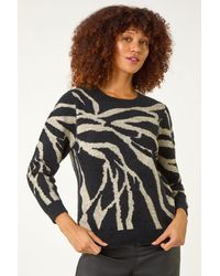 Roman - Animal Print Knitted Jumper - Lyst