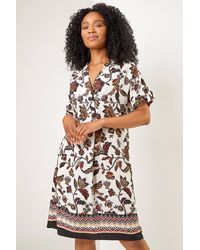 Roman Petite - Contrast Floral Print Shirt Dress - Lyst