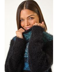 Roman - Colour Block Fluffy Knit Jumper - Lyst