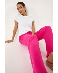 Roman - Elastic Waist Tie Front Linen Mix Trouser - Lyst