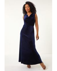 Roman Petite - Cowl Neck Velvet Stretch Maxi Dress - Lyst