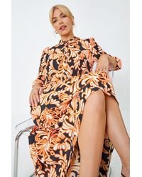Roman - Dusk Fashion Floral Print Tiered Midi Shirt Dress - Lyst