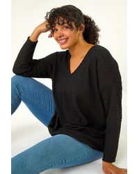 Roman Curve - V-Neck Crochet Knit Top - Lyst