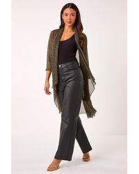 Roman - Shimmer Chevron Plisse Longline Kimono - Lyst