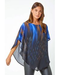 Roman - Abstract Chiffon Overlay Stretch Top - Lyst