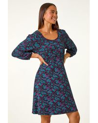 Roman Petite - Roman Originals Petite Paisley Print Button Stretch Dress - Lyst