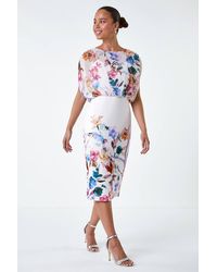 Roman Petite - Floral Chiffon Blouson Overlay Dress - Lyst